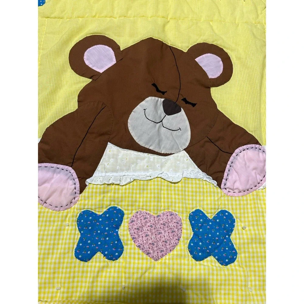 Vintage Handmade Embroidered Baby Kids Quilt 